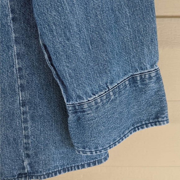 Hand Embroidered Beatles Lyrics Denim Shirt Size Large - Picture 8 of 8